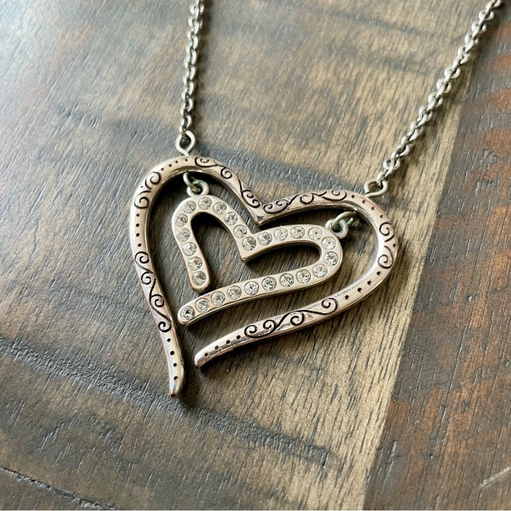 Reversible Silver Heart Necklace like new